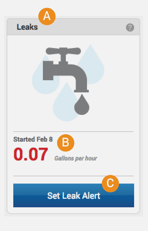 leaks widget with button depicted set leak alert